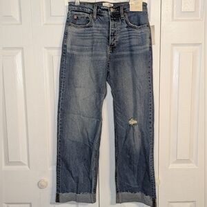 Women's Universal Thread Distressed Blue High Rise Straight Ankle Size 6 Short